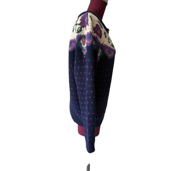 Woolrich Vintage Heart Floral Button Front Wool Cardigan size S - Picture 10 of 10